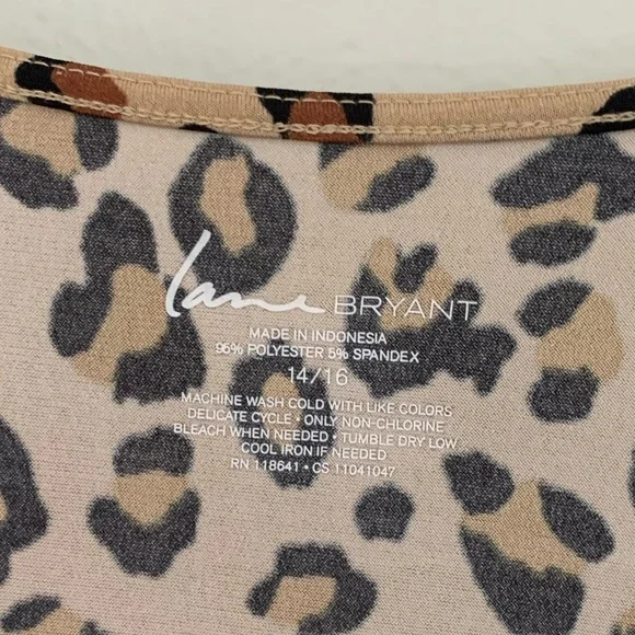 Lane Bryant stretchy leopard print crossover top with zipper detail - Picture 2 of 6